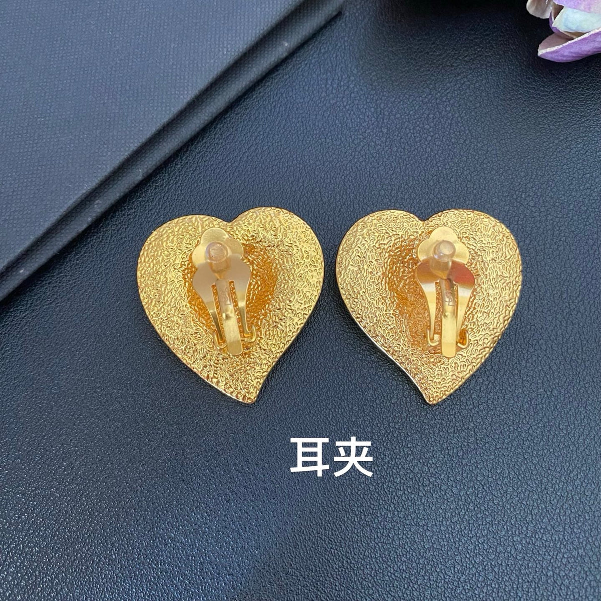 Heart Statement Earrings in Polished Metal-Tone front product view
