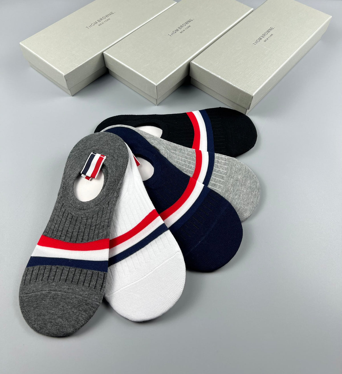 Thom Browne Cotton No-Show Socks - 5-Pair Set