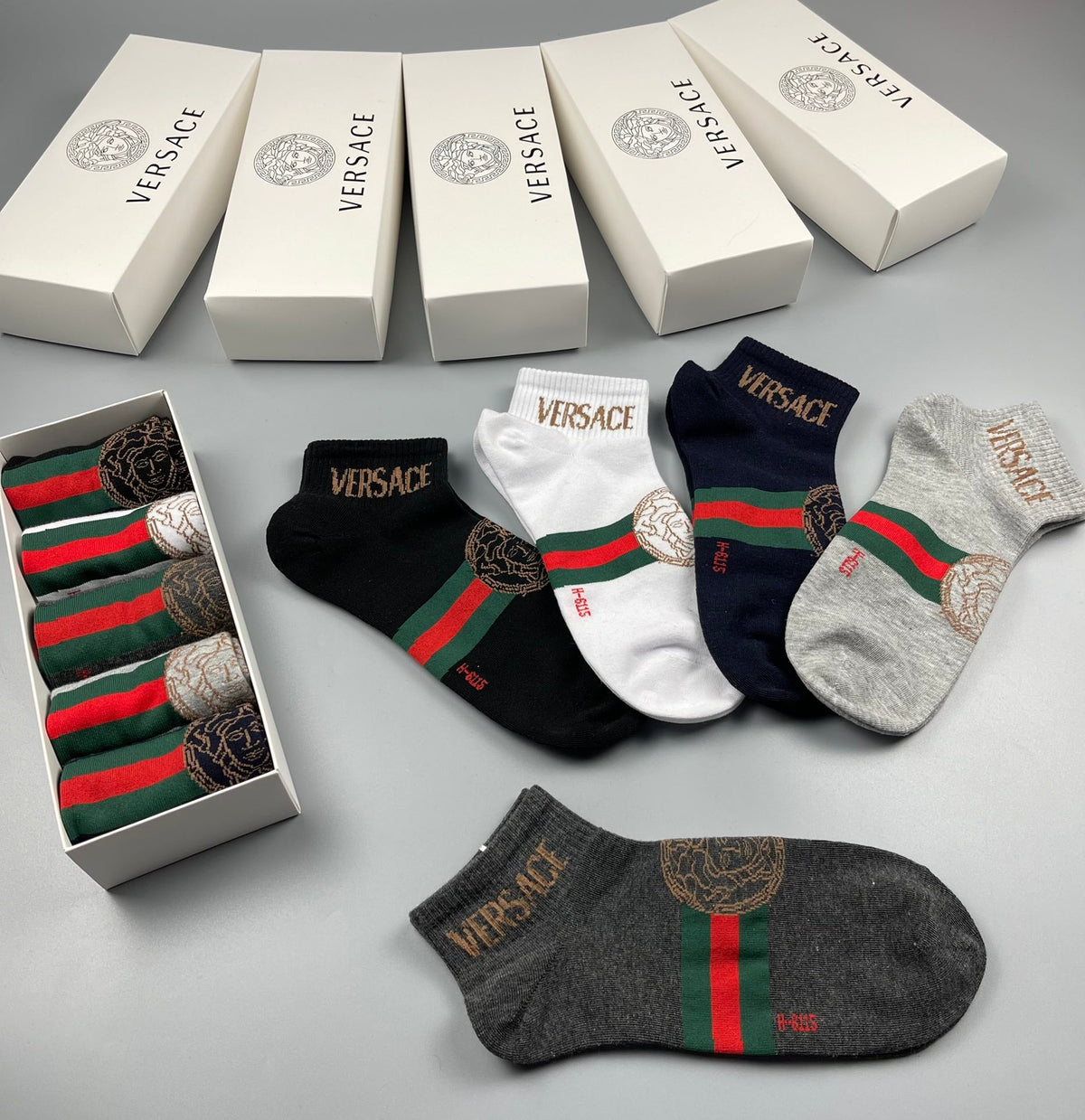 Versace Cotton Crew Socks - 5-Pair Set