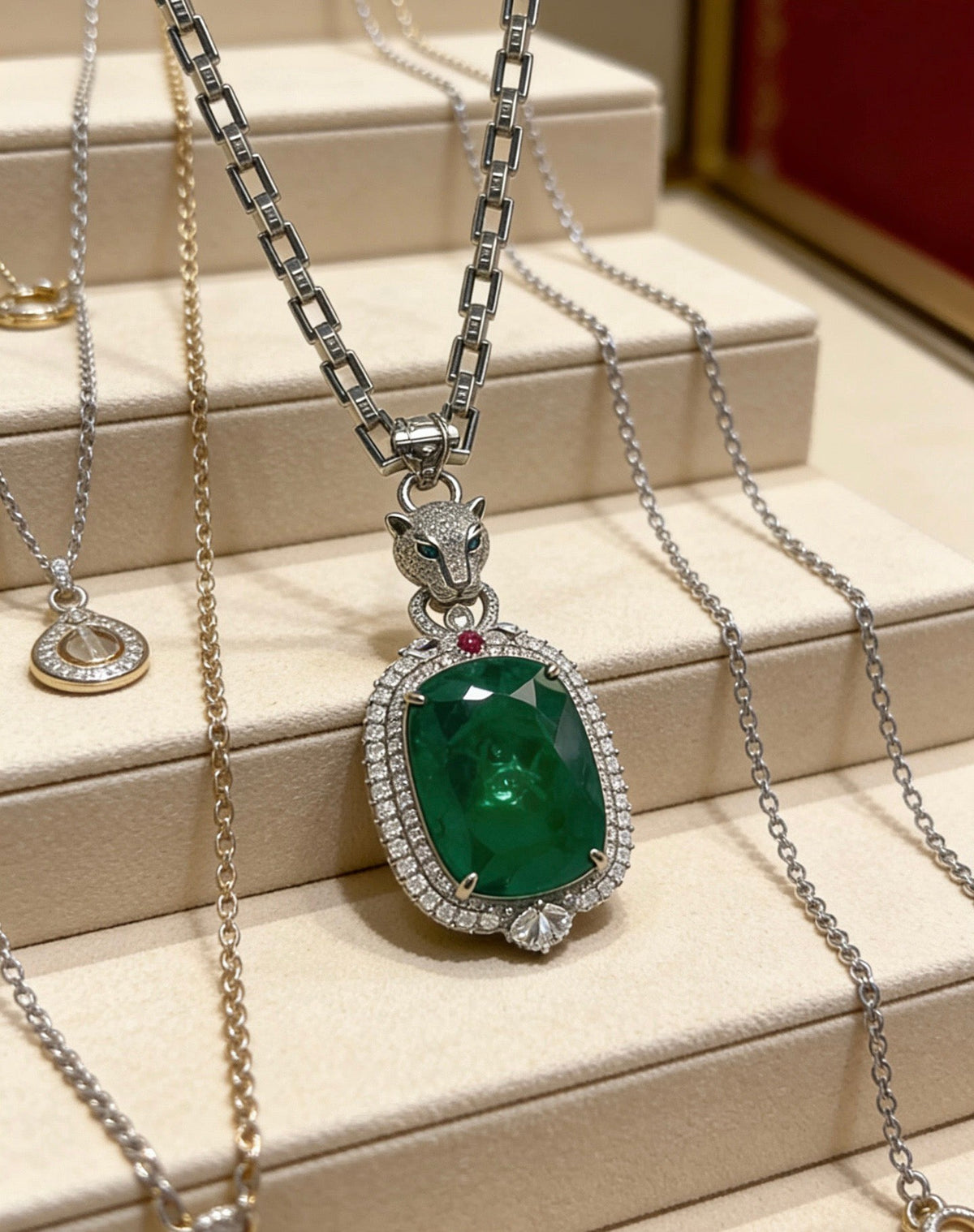 Martin Graham pendant necklace in polished metal-tone – detail view
