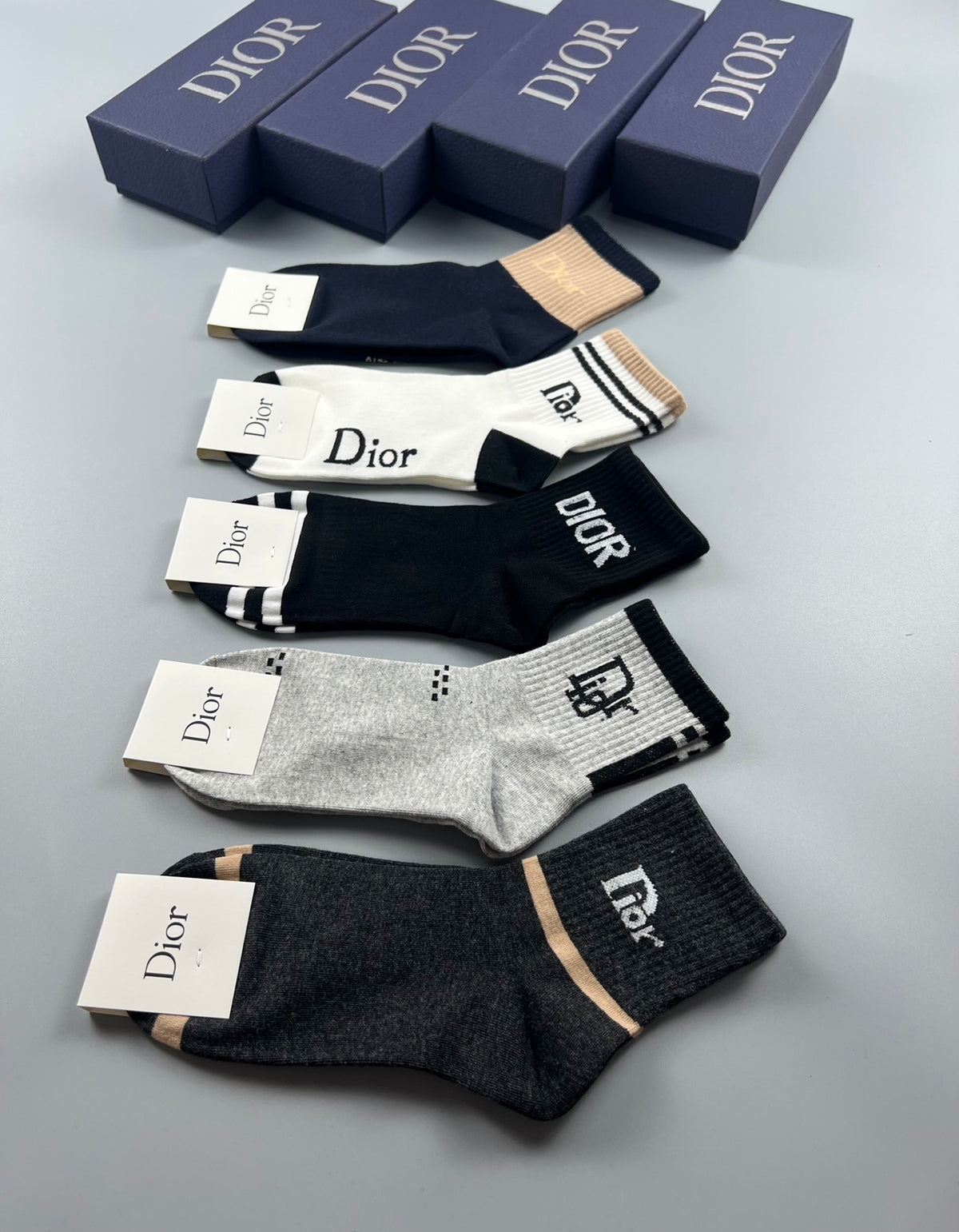 Dior Mixed Logo Logo Socks - 5-Pair Box