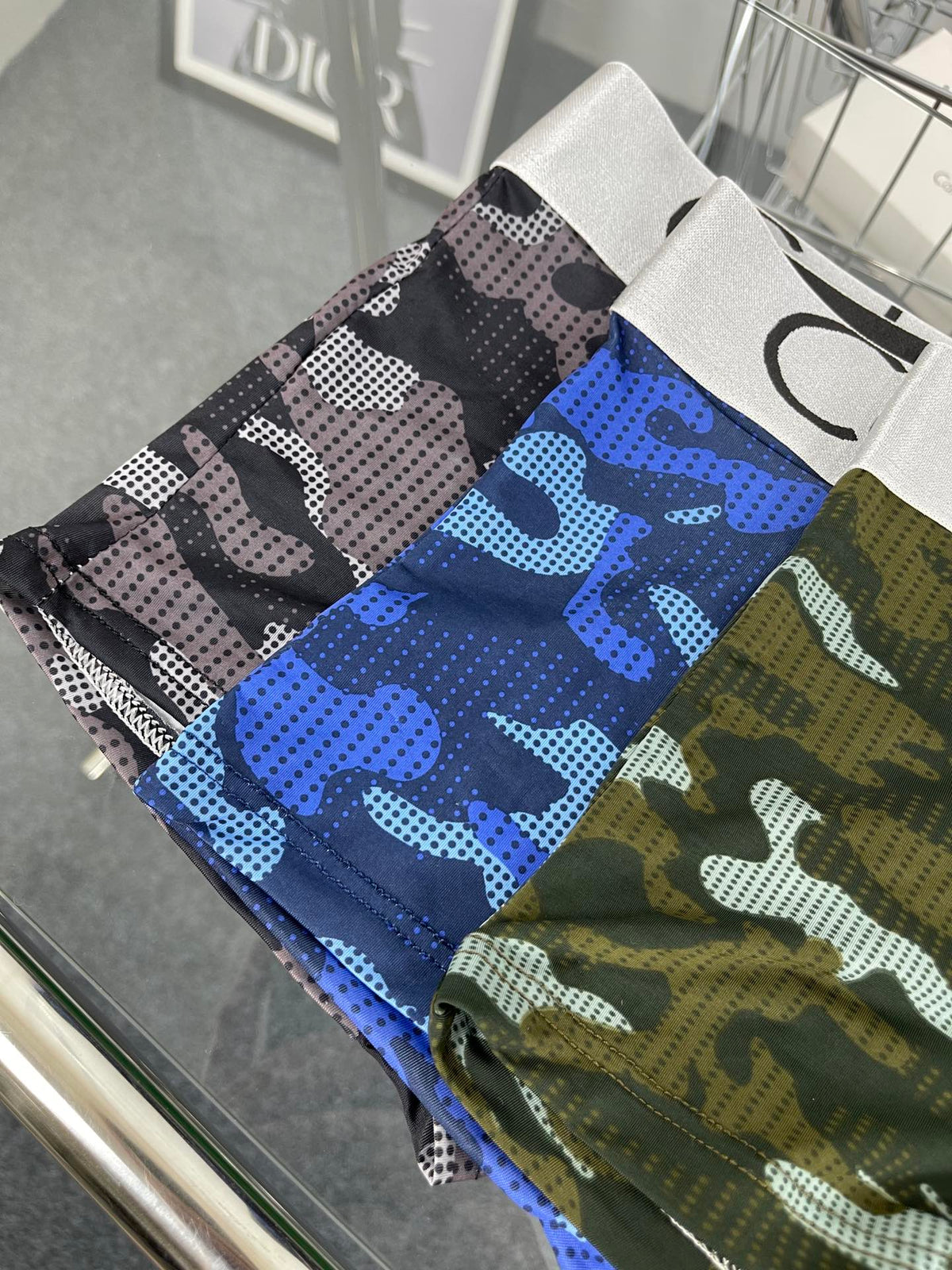 Calvin Klein Blue, Grey And Green Camouflage-Pattern Boxer Briefs Men's Boxer Briefs - 3-Piece Box