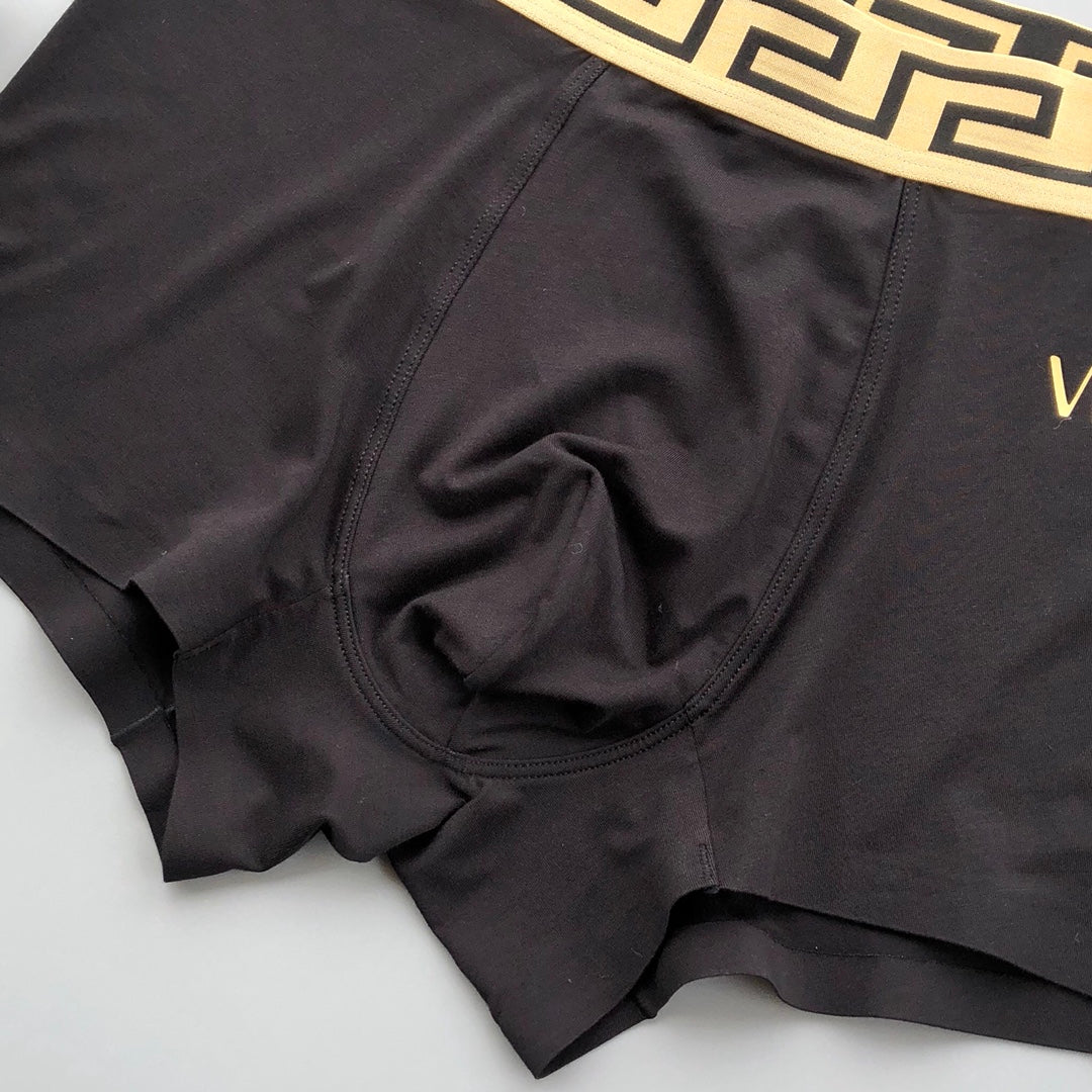 Versace Greek-Key Waistbands And Gold Lettering Men's Boxer Briefs - 3-Piece Box