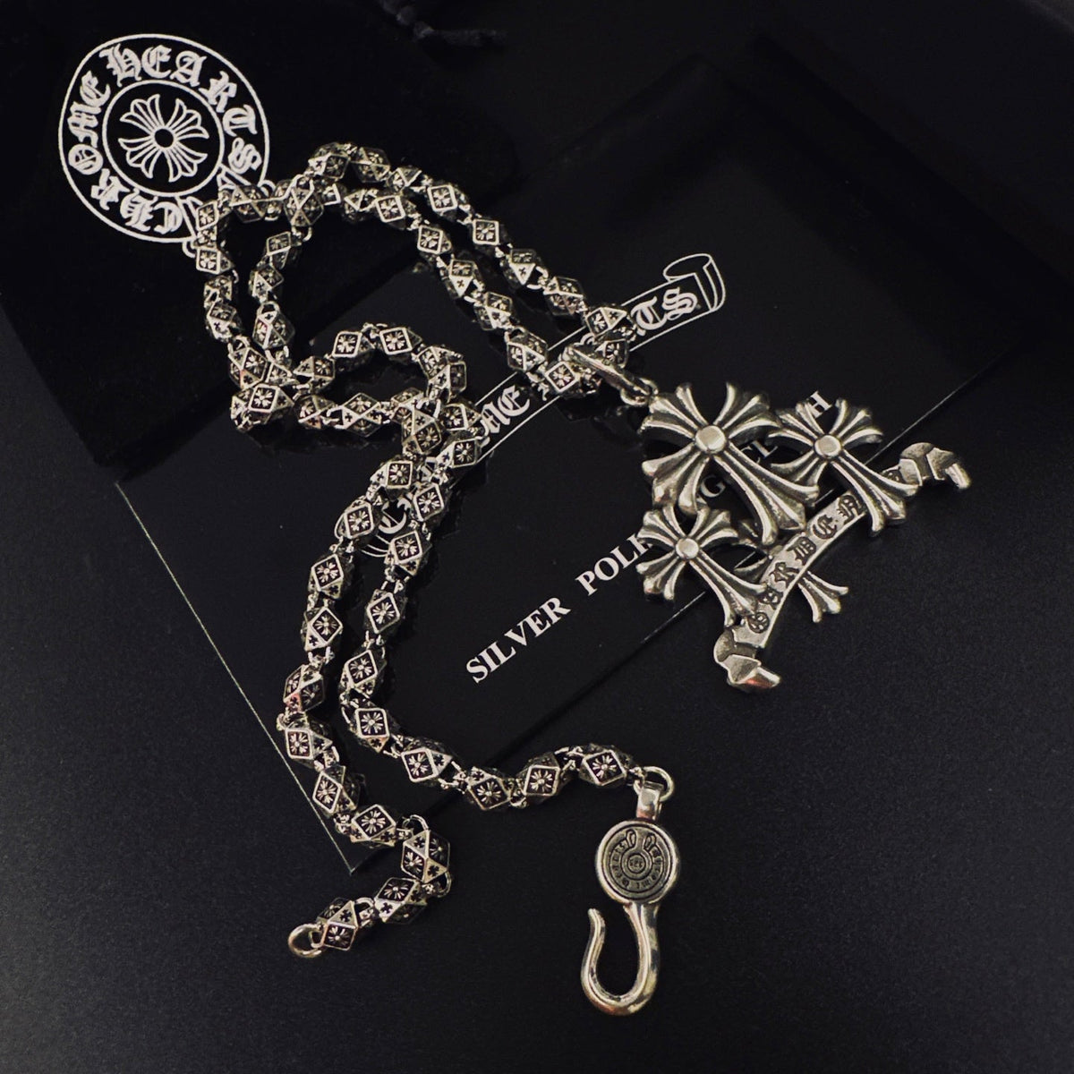 Martin Graham pendant necklace in polished metal-tone – detail view