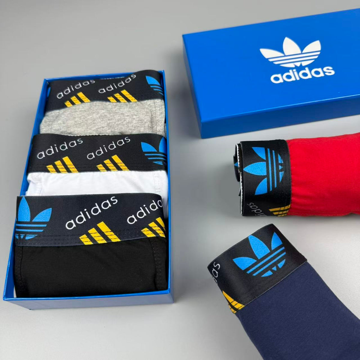 Adidas Nylon-Blend All-Over Logo Pattern Men's Boxer Briefs - 3-Piece Box