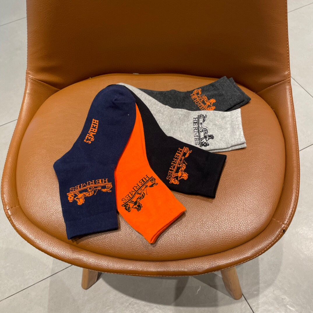 Hermes Horse And Wordmark Details Ankle Socks