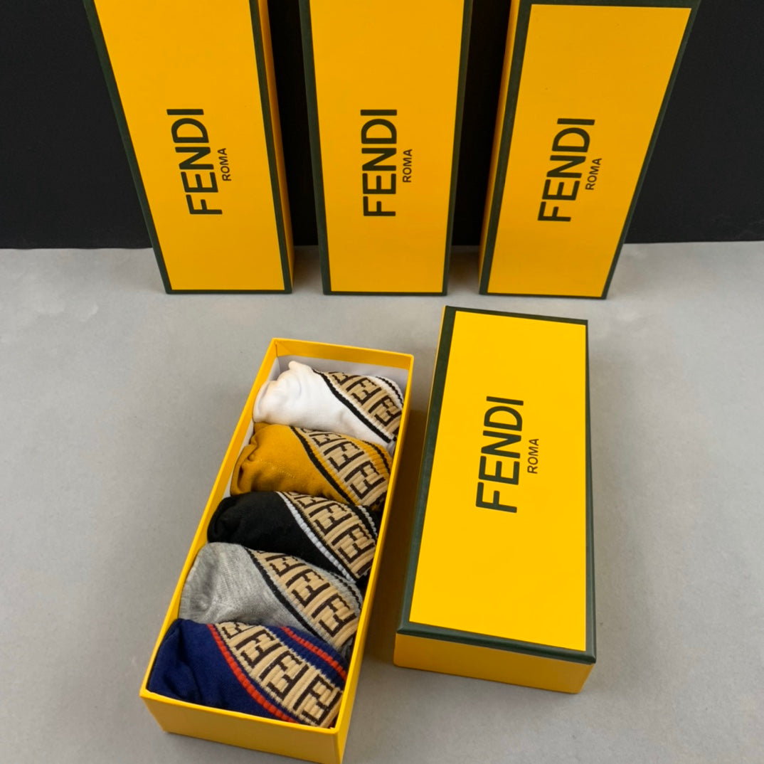 Fendi Logo Ankle Socks - 5-Pair Box