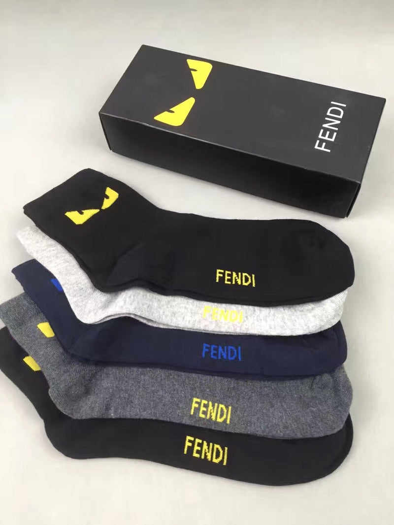 Fendi Bright Eye-Shaped Motifs Crew Socks
