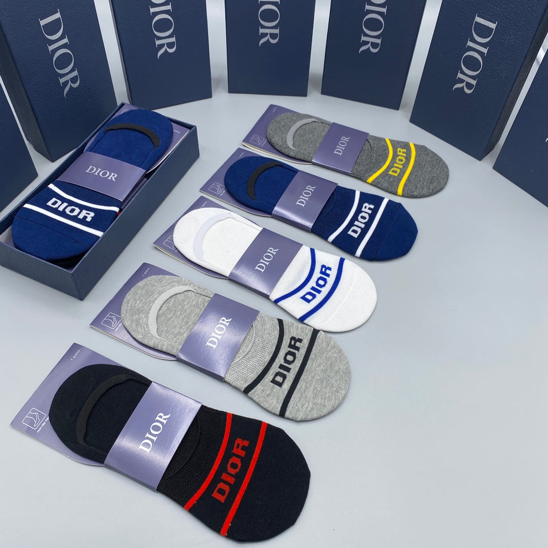 Dior Logo No-Show No-Show Socks - 5-Pair Box
