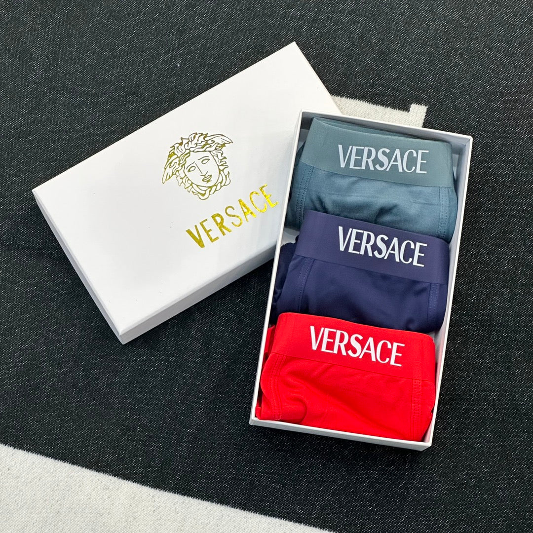 Versace Contrast Crest Details Men's Boxer Briefs - 3-Piece Box