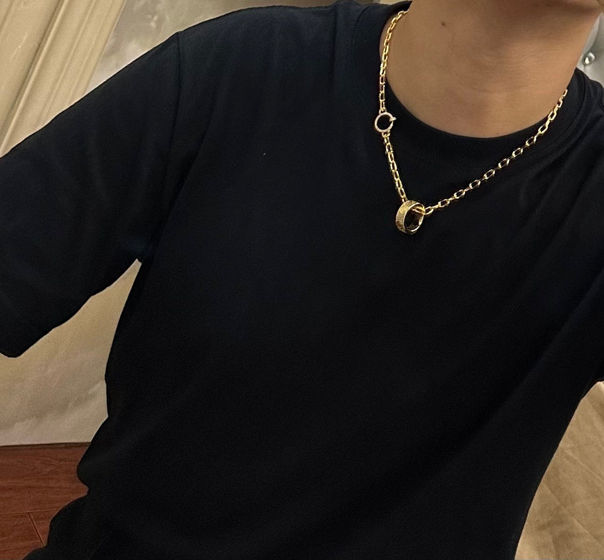 Martin Graham pendant necklace in polished metal-tone – detail view