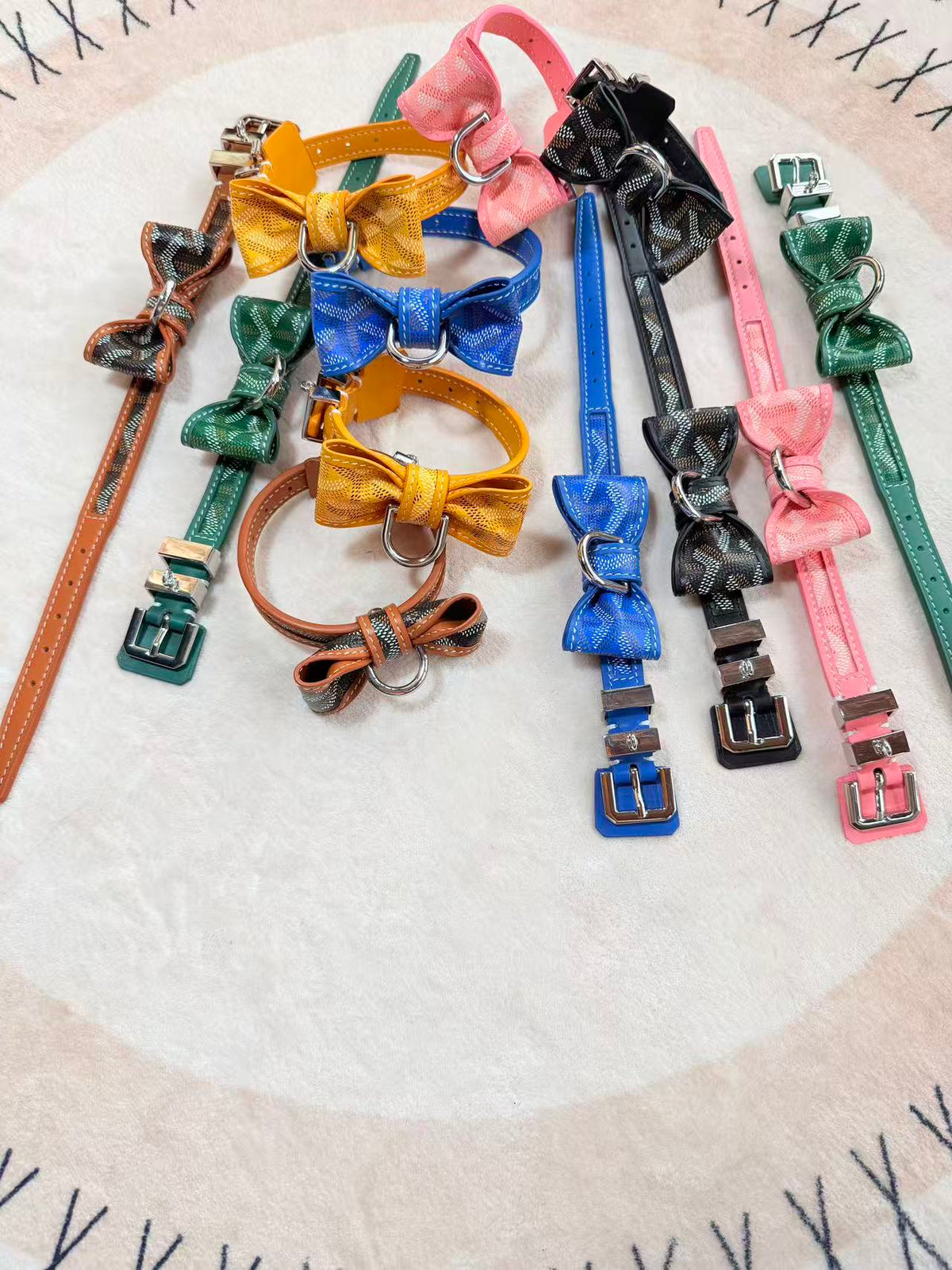 Bow Detail Leather Pet Collar – Design 03 front view