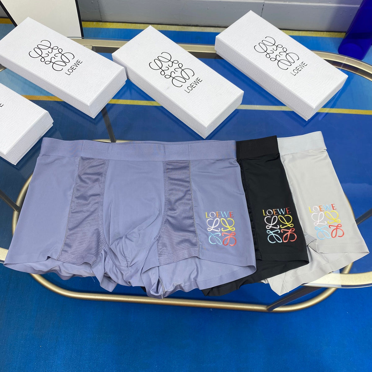 Loewe Multicolour Anagram-Style Graphics Men's Boxer Briefs - 3-Piece Box