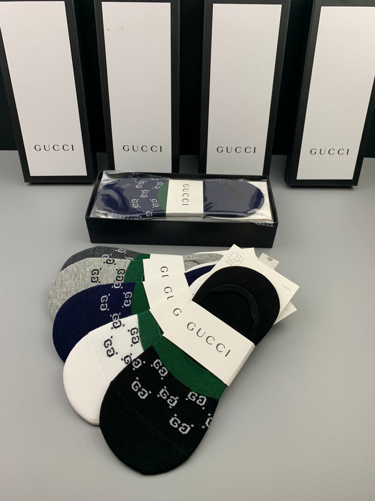 Gucci GG Monogram No-Show Socks - Box of 5 Pairs
